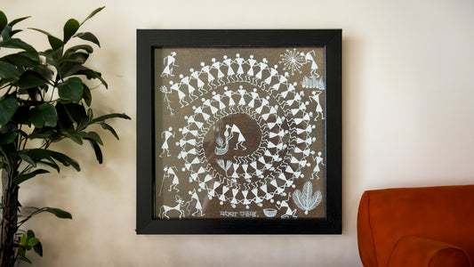 Warli Brown Circle of Life  Art Painting