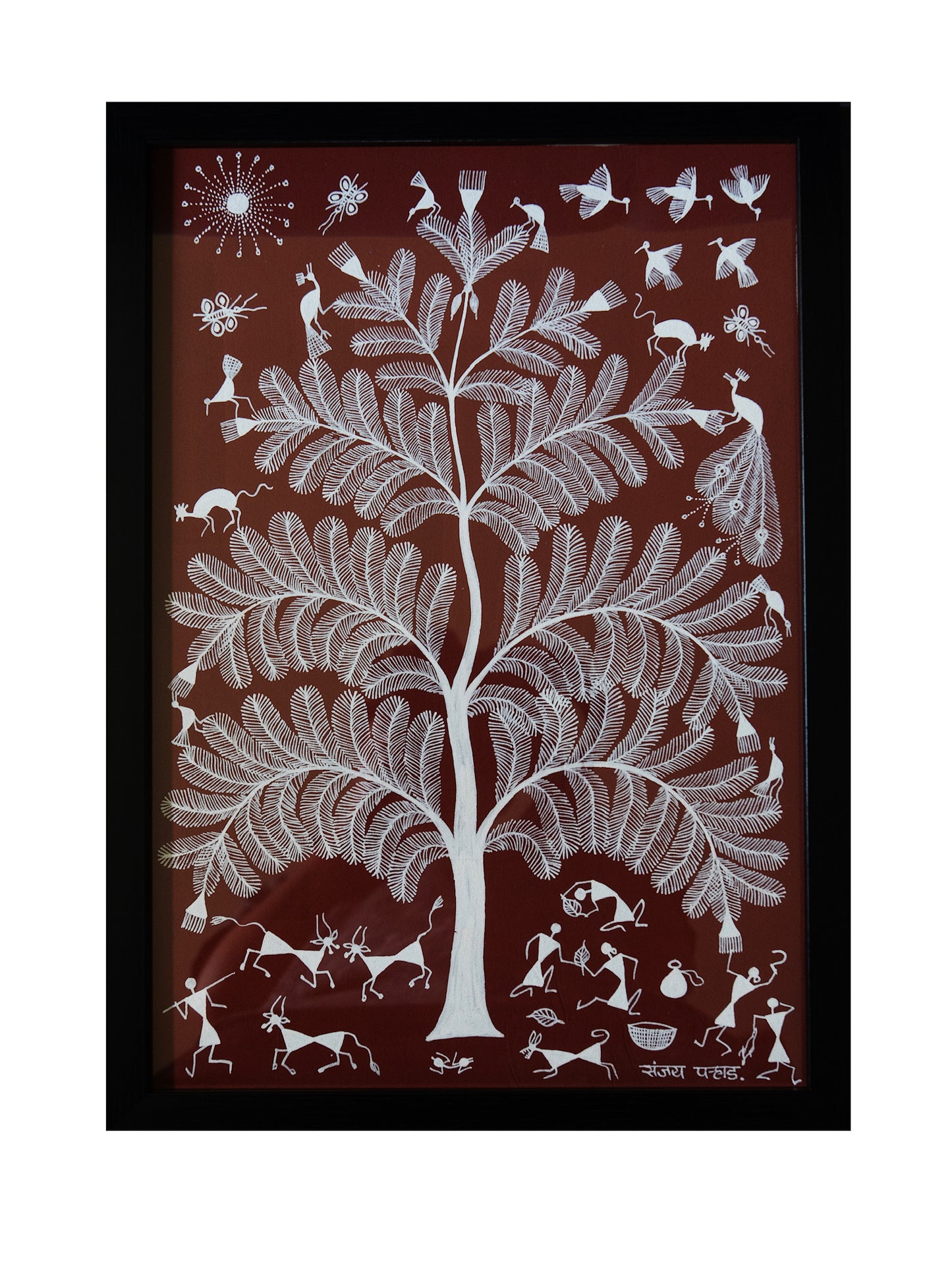 Warli Brown Tree of Life Art Painting