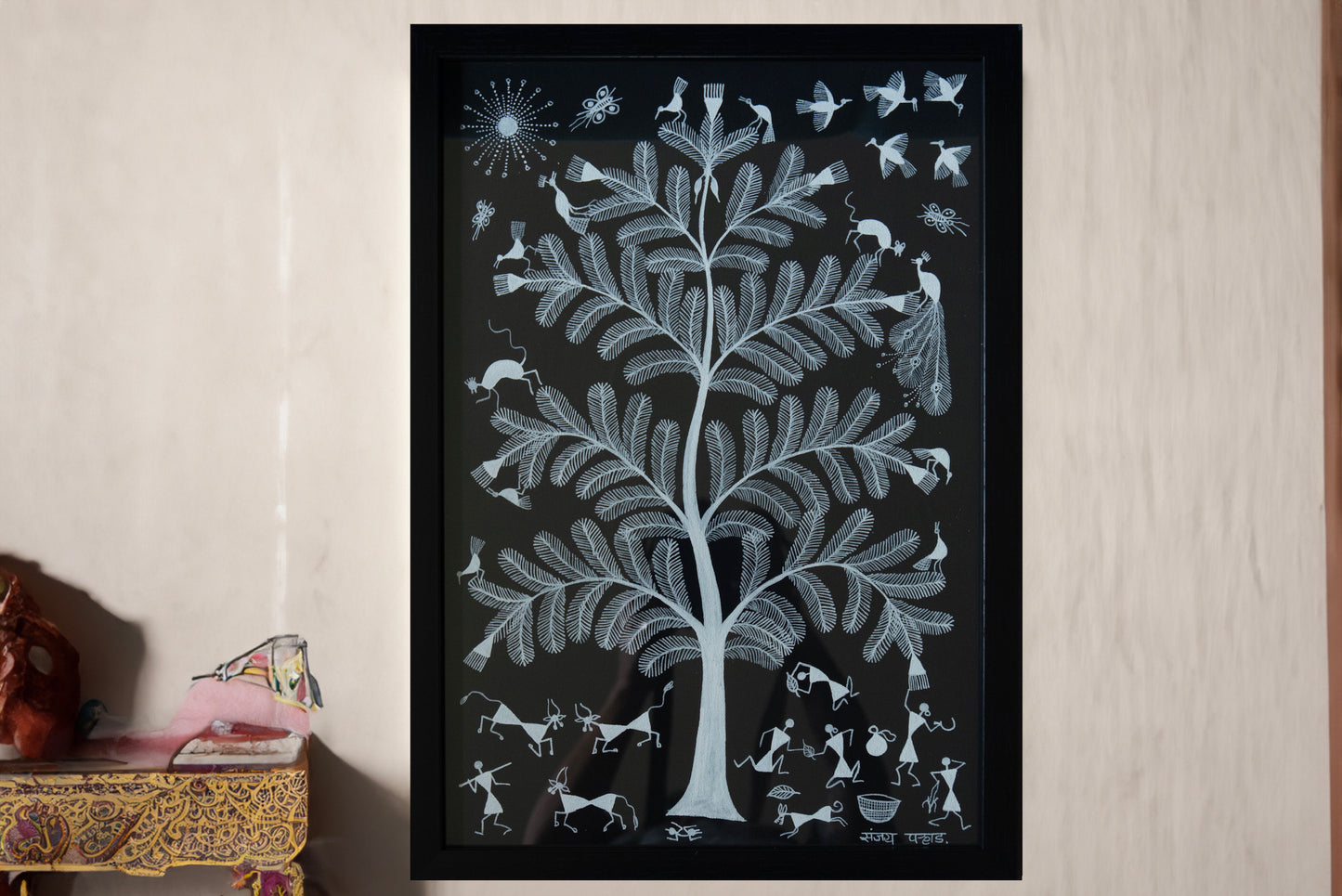 Warli Black Tree of Life Art Painting