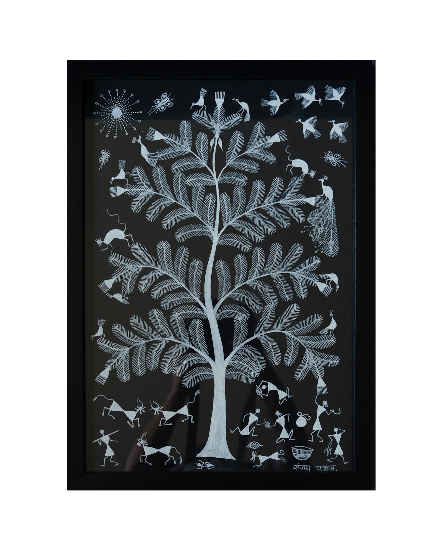 Warli Black Tree of Life Art Painting