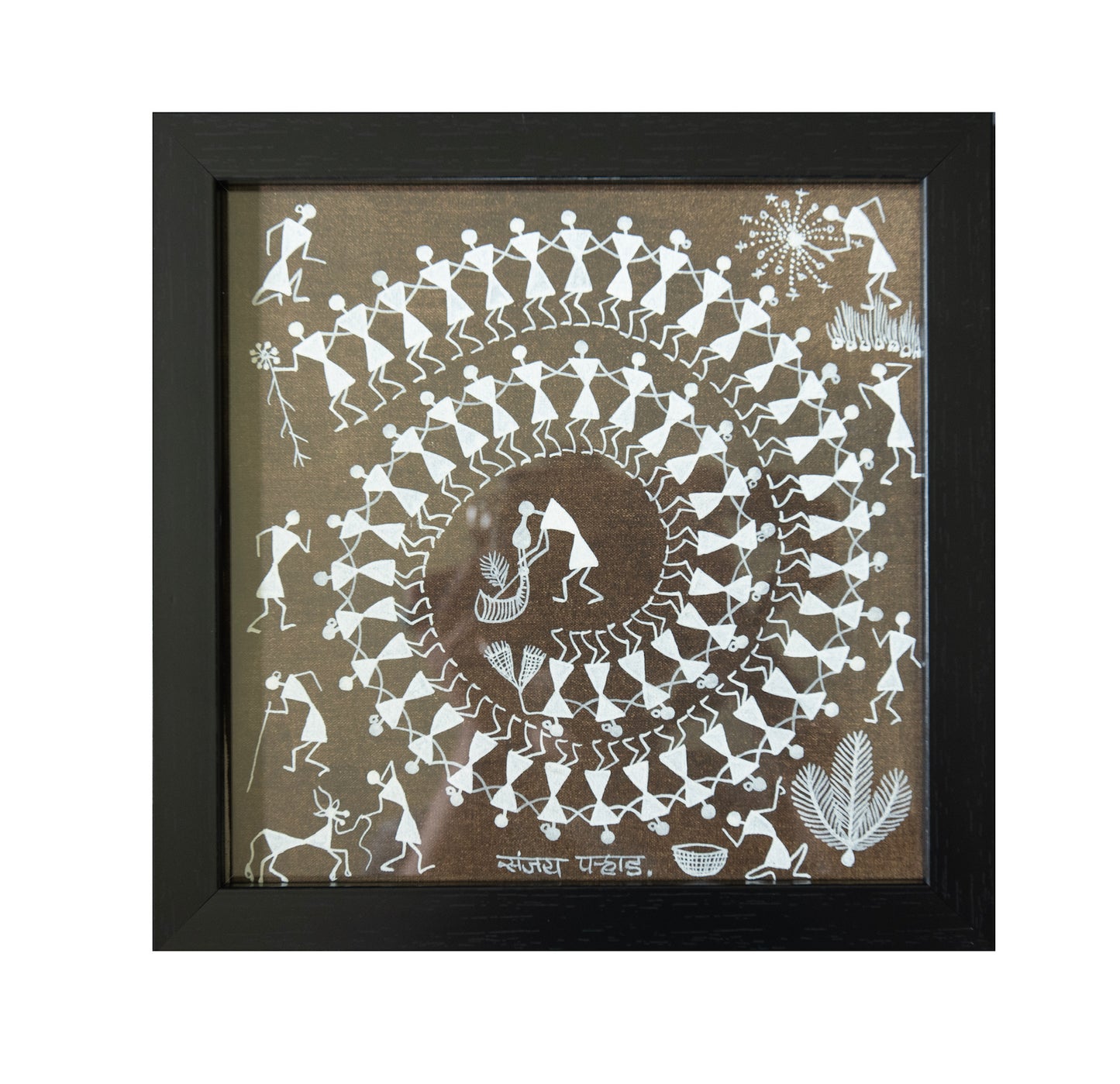 Warli Brown Circle of Life Art Painting