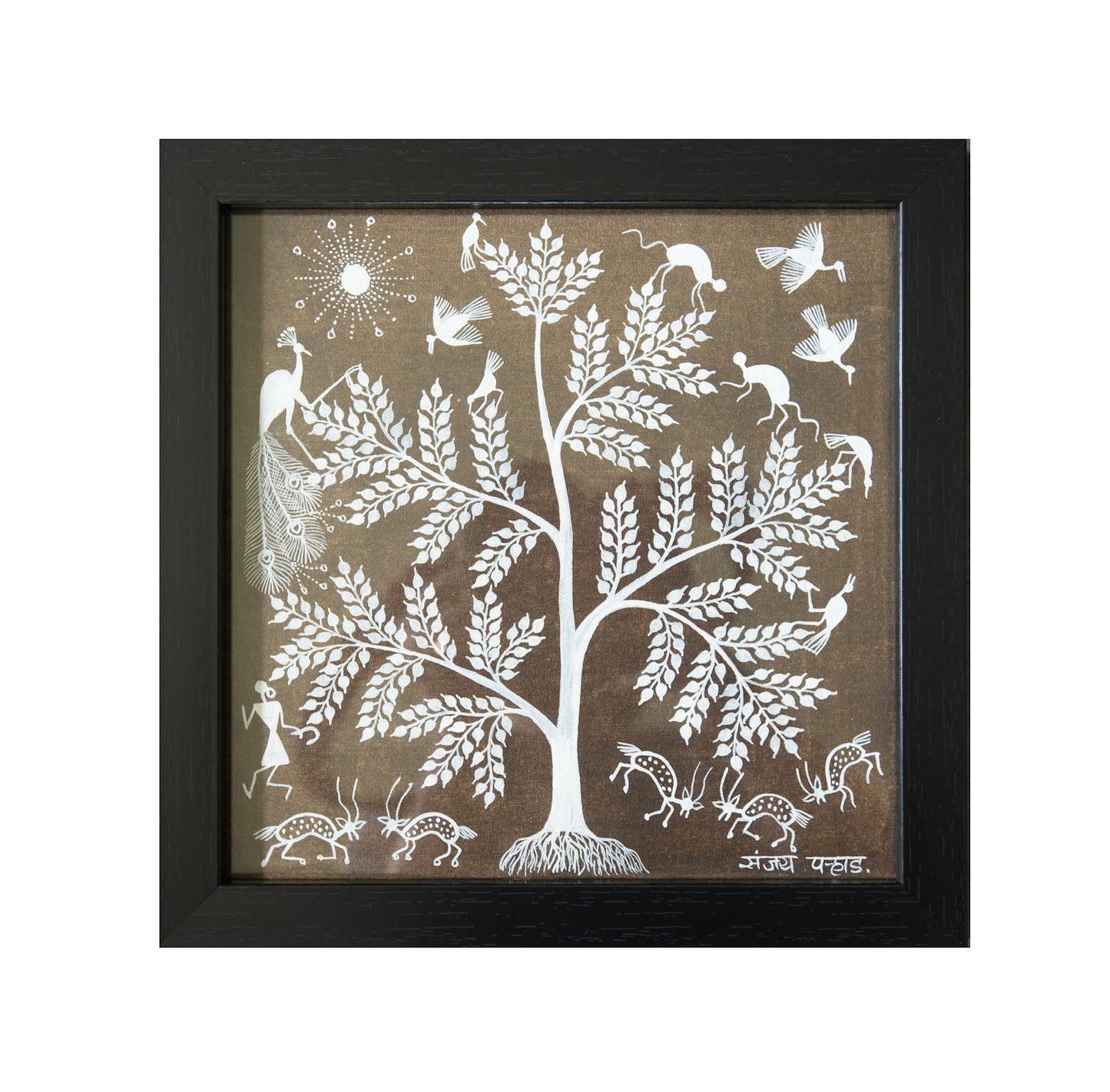 Warli Brown Tree of Life Art Painting