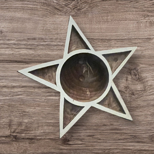 Star Wood Candle Holder