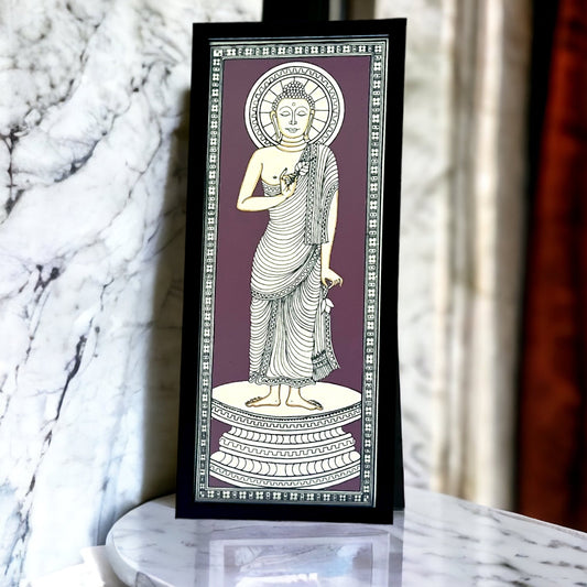 Budha Pattachitra in Maroon on Tussar Silk