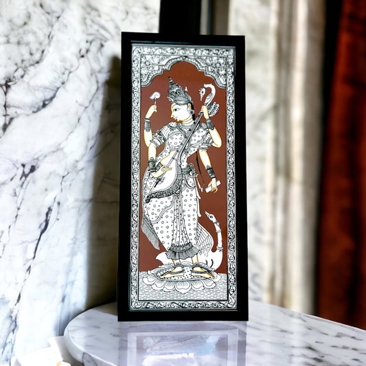 Devi Pattachitra in Brown on Tussar Silk