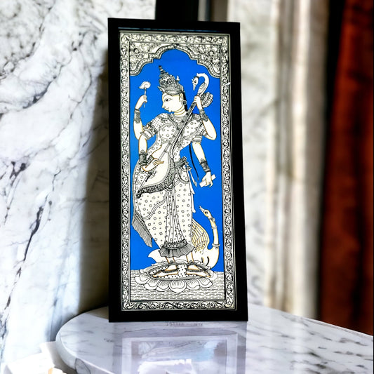 Devi Pattachitra in Blue on Tussar Silk