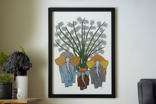 Gond Elephant Art Painting