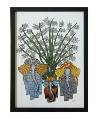 Gond Elephant Art Painting