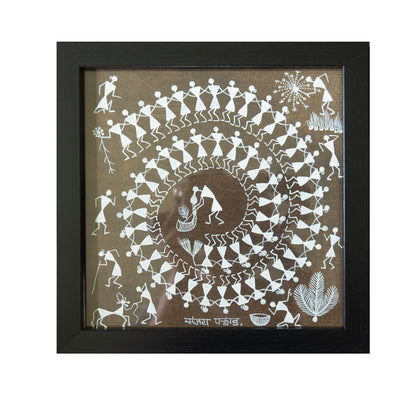 Warli Brown Circle of Life  Art Painting
